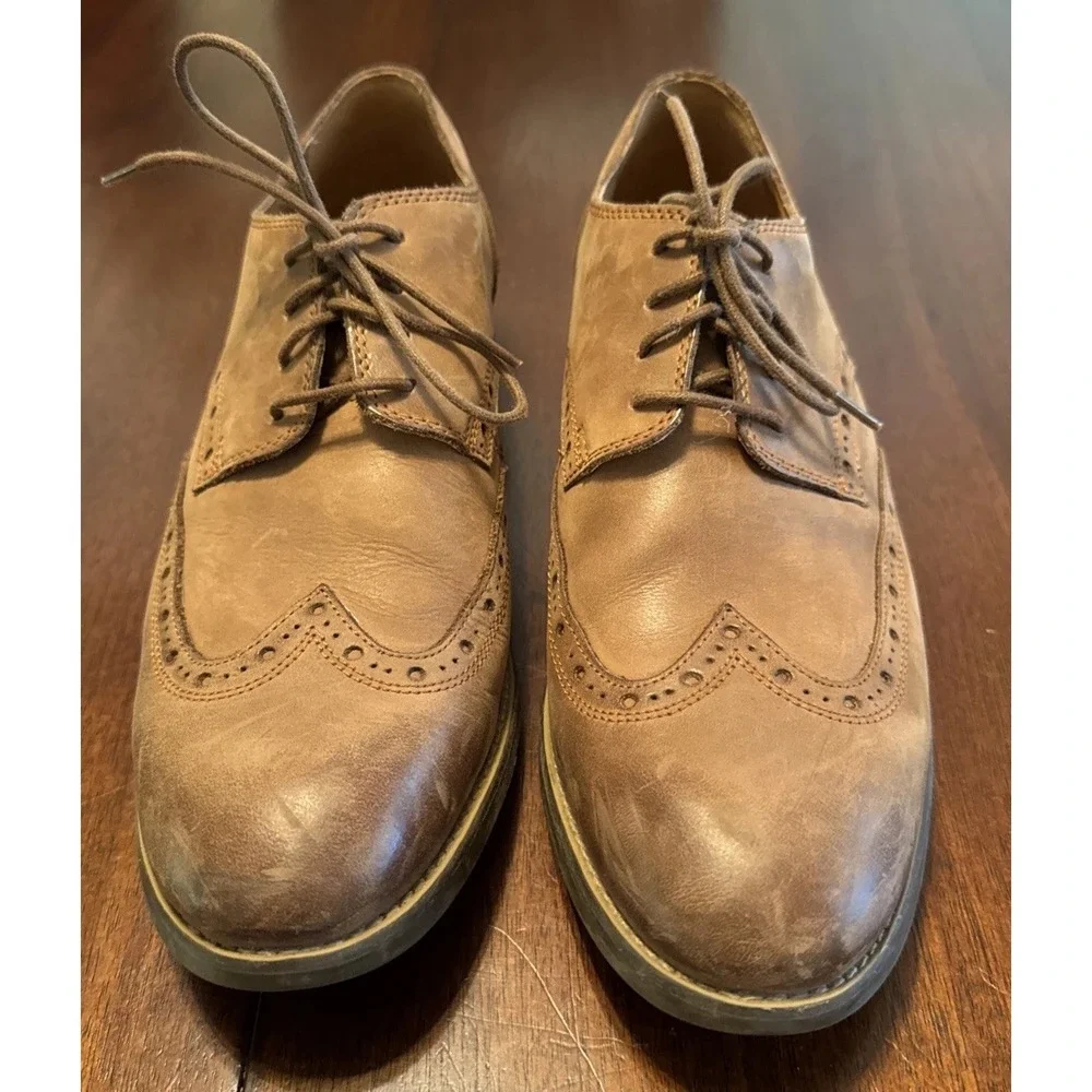 Clarks Cushion Plus Brown Leather Wingtip Brogue Oxford Dress‎ Shoes Mens US 10